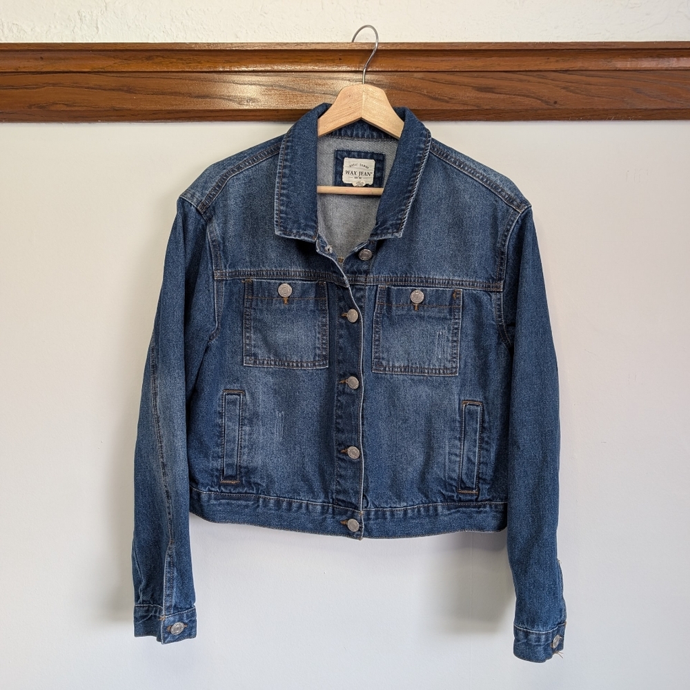 Y2K WAX JEANS Women's Medium Denim Jacket Blue Jean Medium Wash Classic